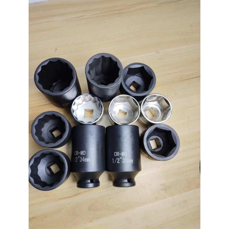 1/2大飞接口34 36梅花六角套筒头风炮气动加长套筒12角白方口12.7