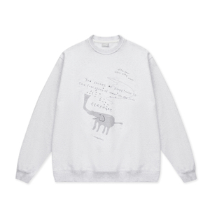 roaringwild a arch咆哮野兽灰色休闲宽松上衣印花美式长袖卫衣男