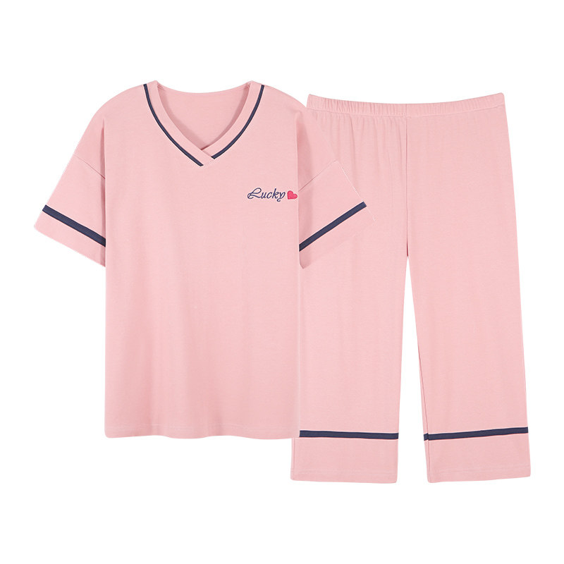 南极人睡衣女夏纯棉短袖七分裤夏季2022年新款春秋女士大码家居服