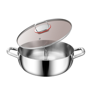 304不锈钢火锅加厚大容量火锅盆一体成型鸳鸯锅家用电磁炉专用锅