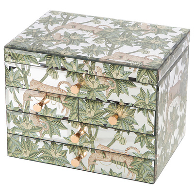 LAMUANA小灵豹首饰盒珠宝盒4层镜面轻奢饰品盒收纳盒高级绒83731