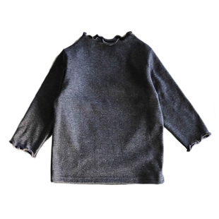 冬天也文艺！女童木耳边纯色高领打底衫秋冬宝宝棉柔上衣长袖t恤