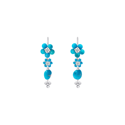 TWOR缇坞S925银绿松石花朵耳环