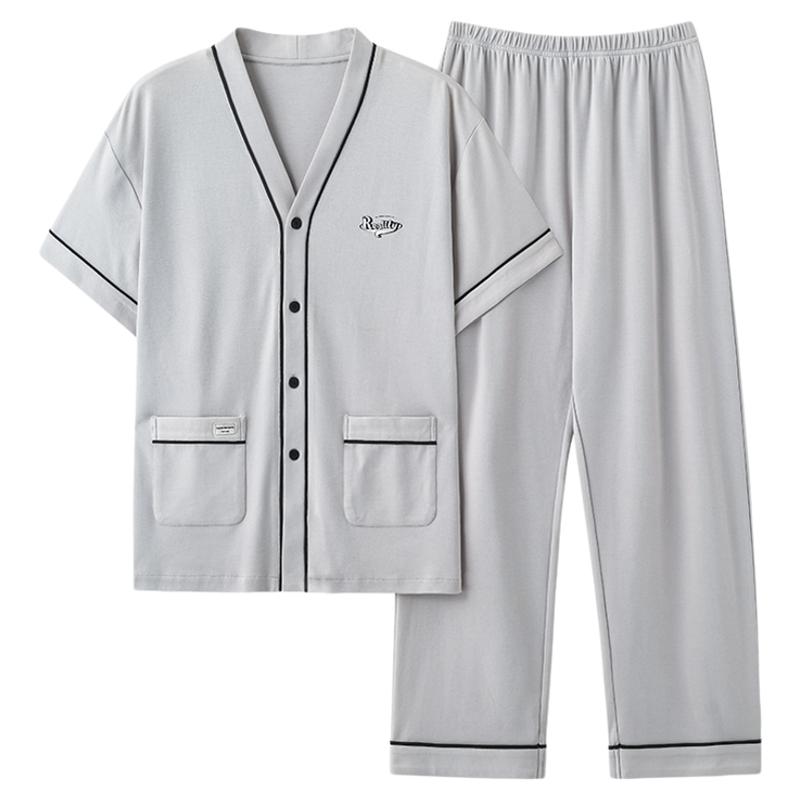 男士和服开衫短袖睡衣套装长裤