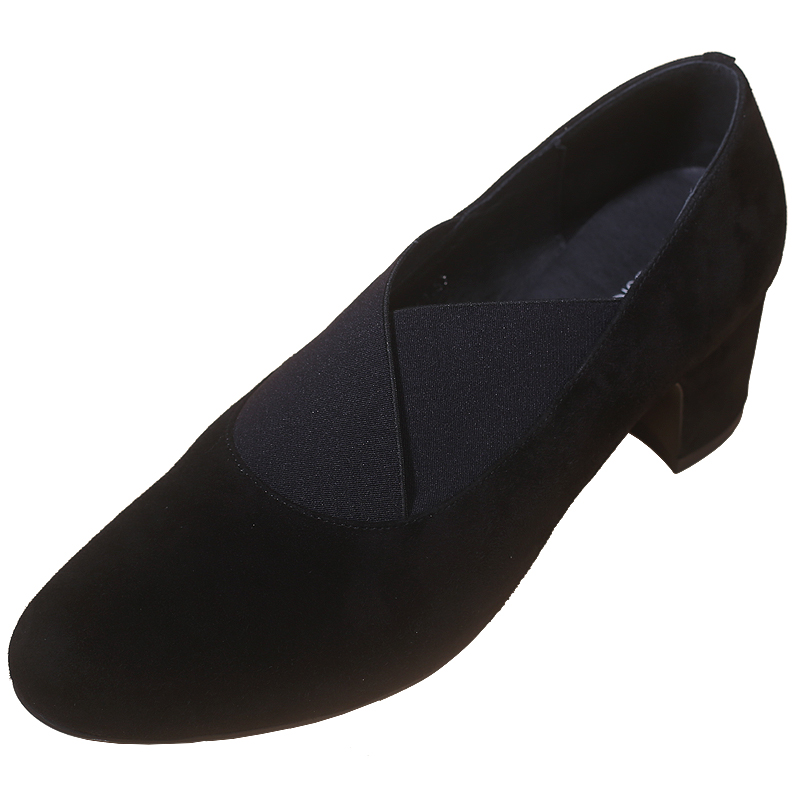 深口粗跟单鞋女圆头磨砂皮2025秋新款气质软底软面舒适中跟女鞋