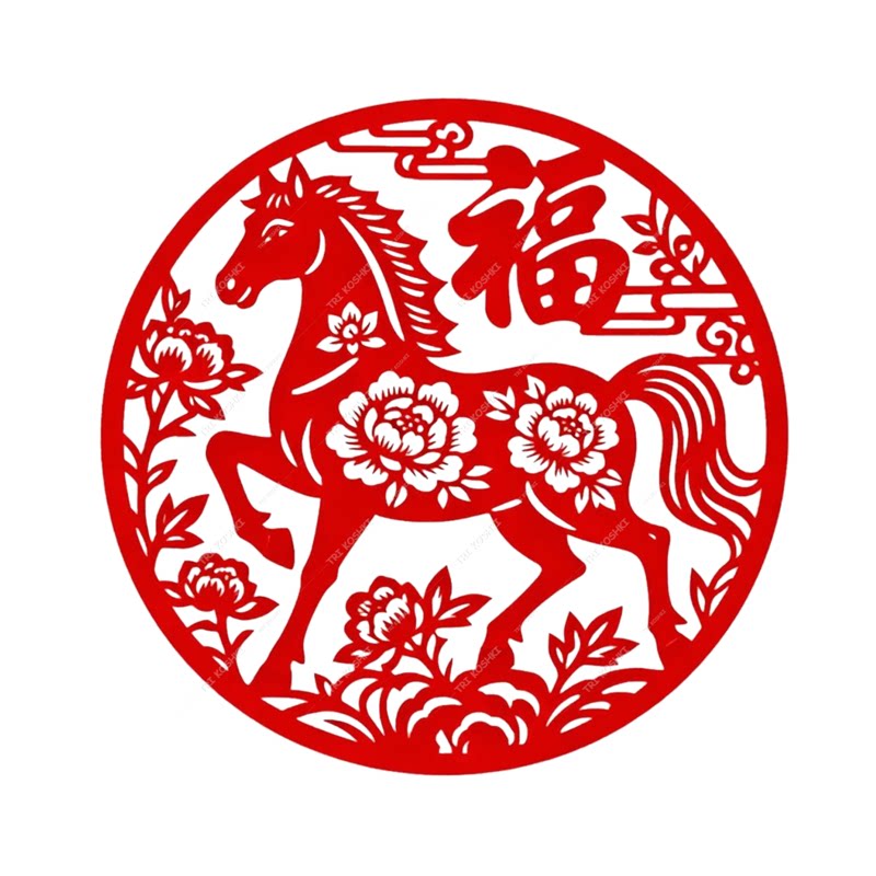 马上有福剪纸贴纸福字马年窗花墙面窗户玻璃装饰贴纸马年吉祥贴画