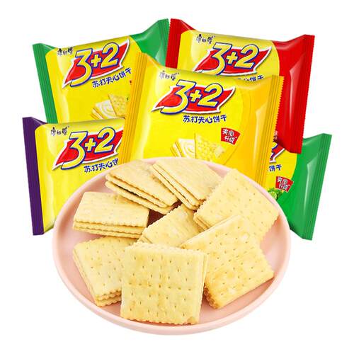 康师傅3加2夹心饼干整箱3+2柠檬苏打小饼干单独小包装小零食散装