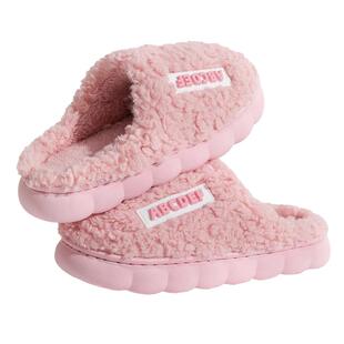 时尚字母棉拖鞋女士2024新款毛毛绒秋冬季家用厚底防滑室内家居鞋