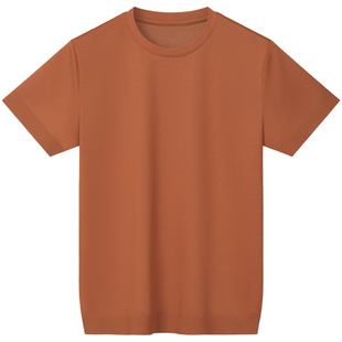 男士高端短袖T恤丝光棉纯棉打底针织衫商务休闲半袖体恤2025男装