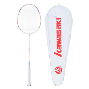 川崎正品羽毛球拍单双拍小钢盔轻盈碳素一体拍耐打型成人儿童套装