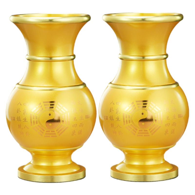 复古合金花瓶烫金鲜花插花净水玉净瓶家用室内佛桌大小号供佛用具
