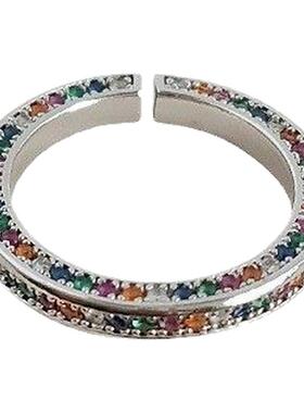 2026新款锆石开口彩虹戒指