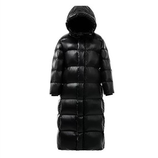 亮面长款黑色羽绒棉袄棉服女加厚2025年冬季新款修身保暖洋气棉衣