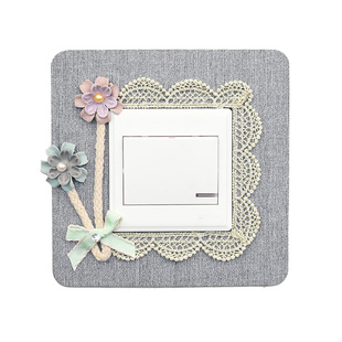 卡扣式布艺蕾丝86免粘开关边框套墙壁插座保护装饰可放手机开关贴