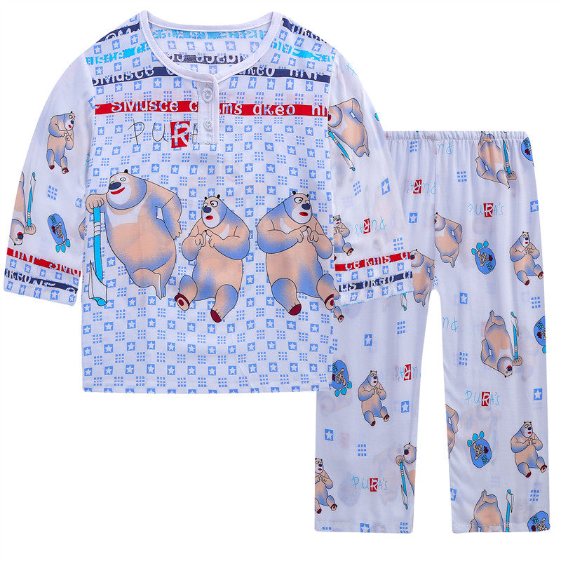 男童夏季长袖人造棉宝宝家居服