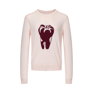 RUSTLE可贴身穿的提花针织圆领套头毛衣针织衫