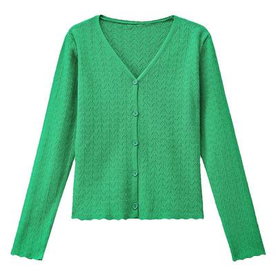 针织开衫女薄款气质镂空毛衣外套