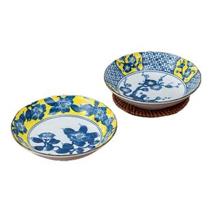 MinoYaki美浓烧 黄彩6.5英寸点心盘家用日本陶瓷餐具蛋糕甜品碟子