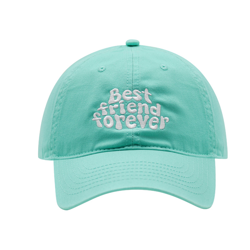 Fortry 韩版刺绣best friend forever清新绿色棒球帽子女夏鸭舌帽