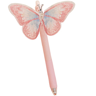 小槑同学蝴蝶可擦笔小学生专用三年级女生高颜值热可擦按动中性笔蓝色晶蓝摩易擦魔力擦复写笔水笔圆珠笔笔芯