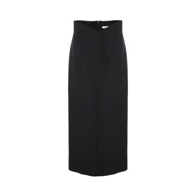 LYNEE【郁金香】收腰直筒半身裙女春季新款百搭v字腰下摆开叉裙子