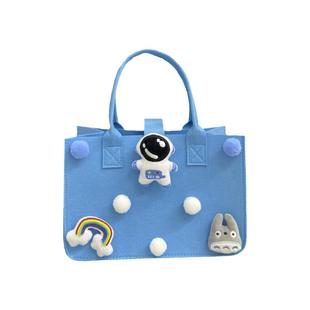 2024新款毛毡包定制logo托特包伴手礼盒斜跨手提袋刻印文字图片