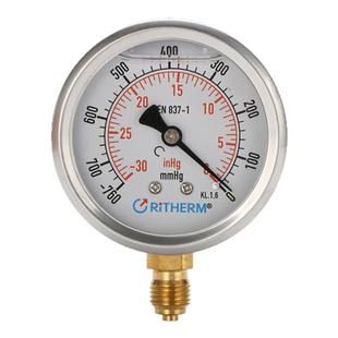 耐震压力表高精度304不锈钢抗震液压油气压真空表G1/4螺纹160bar