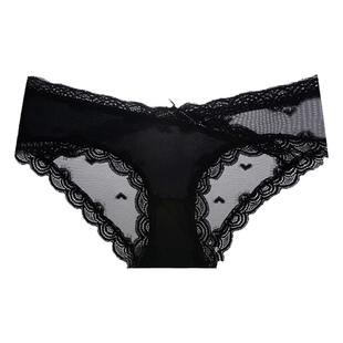 4条装缎面蕾丝内裤女纯棉裆透气低腰性感无痕冰丝女士三角短裤头