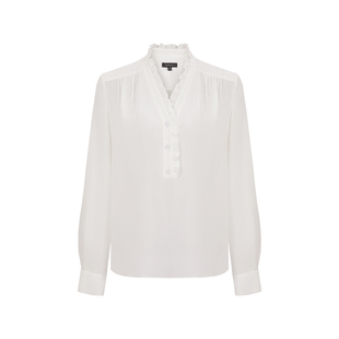 MARYLING玛俪琳秋季新品白色木耳边领真丝衬衫A1DGW20240