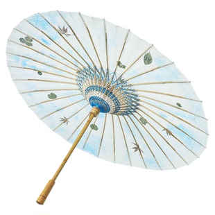 中典标本系列 清新侵染淡蓝色真植物标本油纸伞防雨防晒古风中式