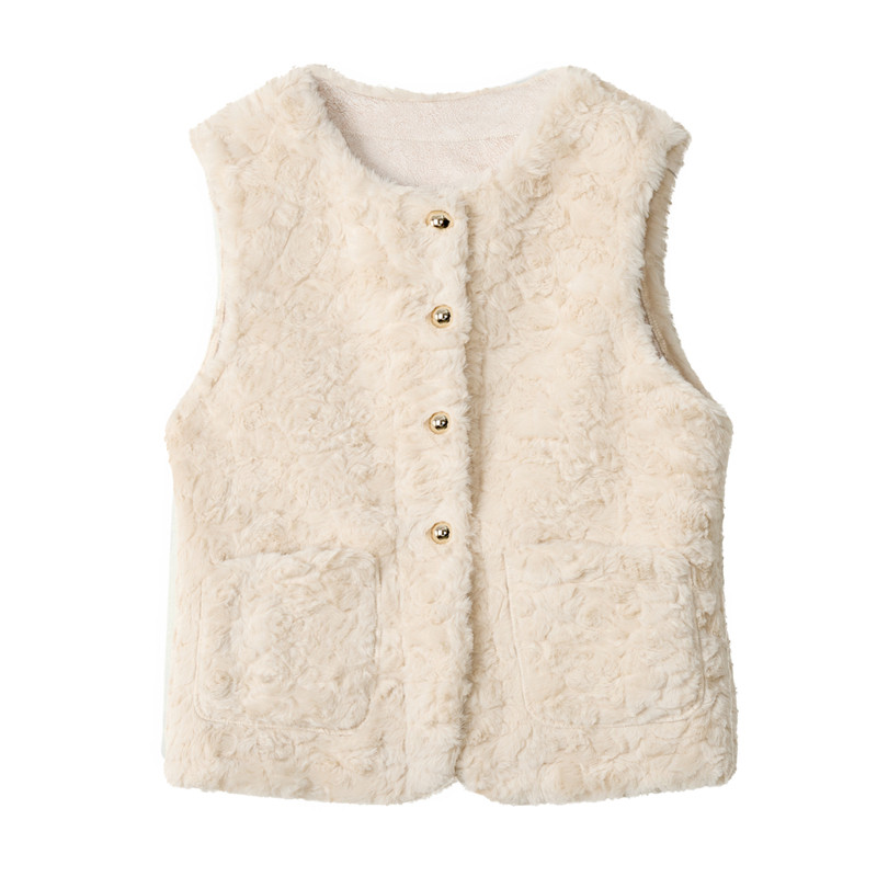 羊羔毛皮毛一体马甲短外套女2025秋冬加厚保暖叠穿坎肩毛茸茸上衣