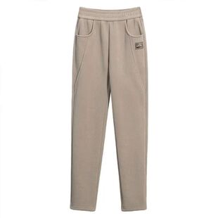 啄木鸟加绒加厚灯芯绒直筒裤女2025秋冬新款高腰修身显瘦百搭长裤