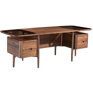 北美黑胡桃木书桌意式极简实木书台别墅书房家具家用办公桌老板桌