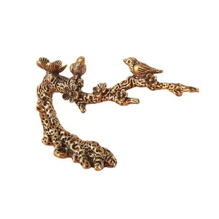 黄铜喜上眉梢摆件全铜喜鹊登梅笔架笔搁笔托铜雕喜鹊桌面装饰摆设