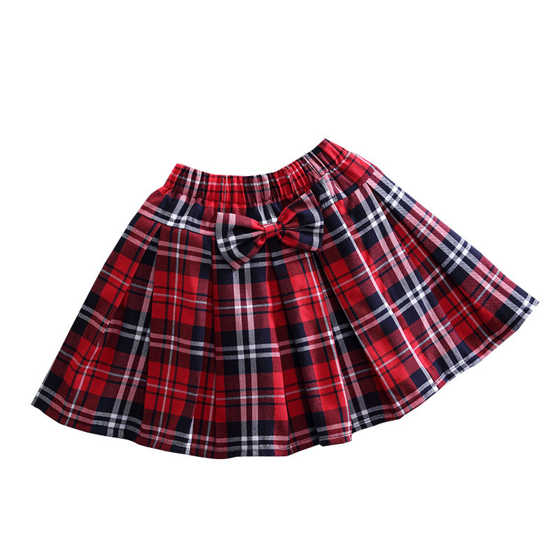 女童格子百折裙春秋演出校服