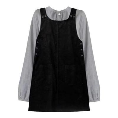 送运费险灯芯绒背带裙衬衫两件套