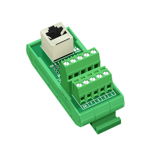 RJ45转端子RJ45转接线端子Cat5e Cat6转接板网口端DIN35导轨安装