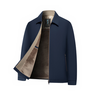 皮尔卡丹行政夹克男外套秋冬新款中年加绒加厚休闲上衣棉服爸爸装