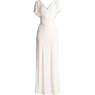 芭知彩垂感大码遮肉蜜月礼服丨敬酒服新娘宴会白色长款连衣裙038