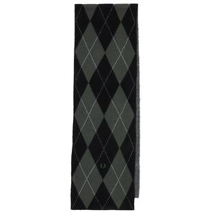 FRED PERRY男款菱格纹羊毛围巾2025秋季新款复古英伦风围脖配搭品