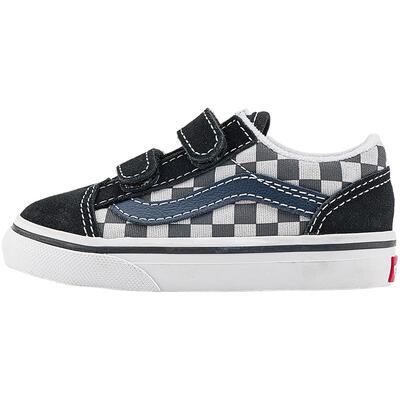 Vans范斯童鞋官方 Old Skool V蓝色棋盘格小童板鞋
