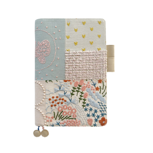 Munimhoe轻奢复古雾蓝花园刺绣手工拼布手帐书衣活页A5B6笔记本子