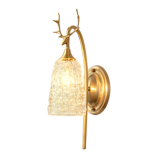 美式壁灯卧室客厅电视背景墙床头灯法式轻奢高级感过道玄关铜灯具