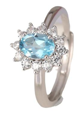 托帕石女纯银日韩新款瑞士蓝高级