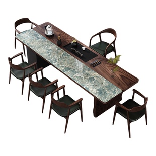 2025新款高端中式泡茶台轻奢办公室大板实木南美胡桃木茶桌椅组合