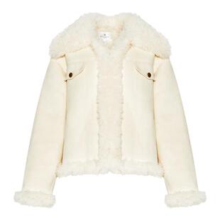 包上恩同款 Kroche 加厚皮毛一体拼接白色外套加绒加厚冬季棉衣