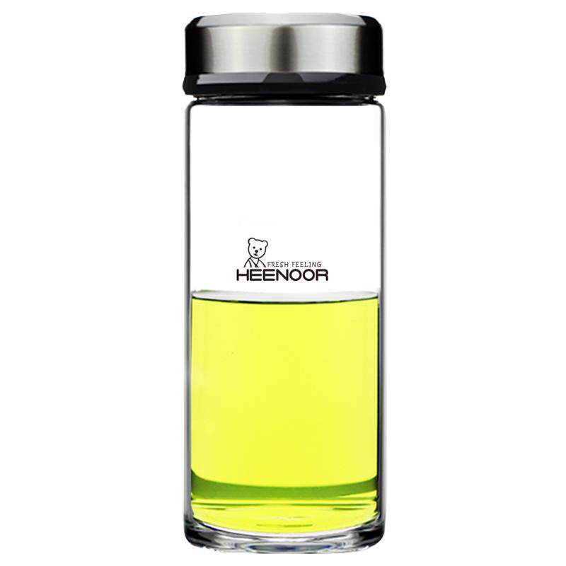 希诺玻璃杯单层加厚带盖泡茶杯家用大肚水杯便携办公室透明杯子男