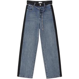 【蔡少芬同款】REVAN芮范甜酷拼接牛仔裤RN91302085