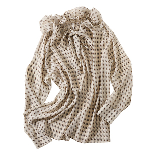 大于诗集 晚风捎来的信 法式复古碎花绑带木耳立领宽松显瘦衬衫春