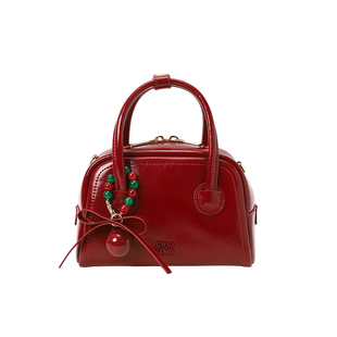 南风Chio2nd Ceir高端真皮系列 圣诞宾果枕头包女红色手提斜挎包
